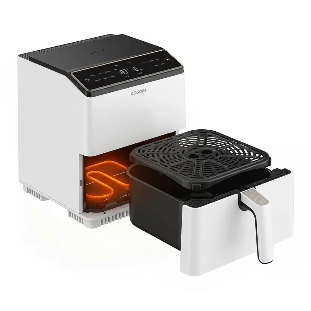 Dual Blaze с выдвинутой корзиной, видны нагревательные элементы