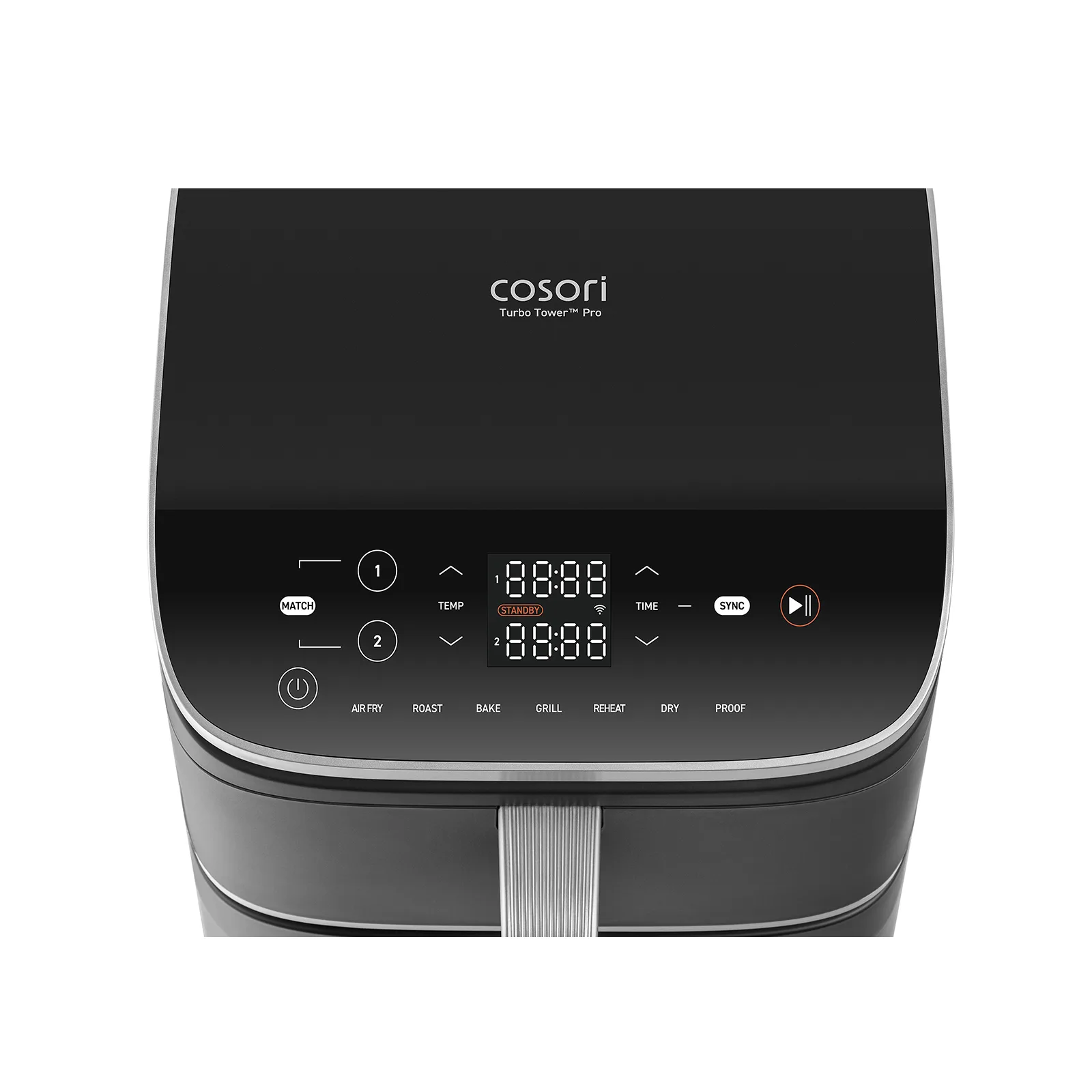 Панель управления аэрогриля Cosori Turbo Tower Pro: 7 режимов, SYNC и MATCH