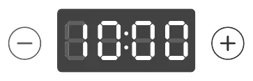 Дисплей мультишефа показывает 10:00, слева и справа кнопки минус и плюс