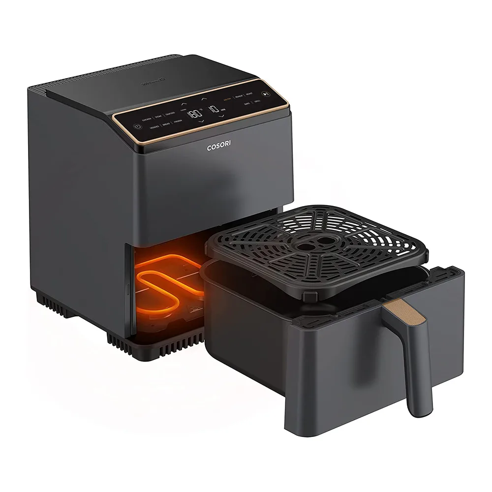 Dual Blaze с выдвинутой корзиной, видны нагревательные элементы