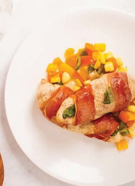 Курица Сальтимбокка с запечёнными овощами