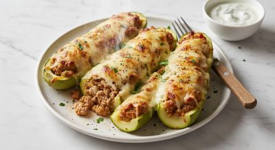 Половинки цукини с начинкой из индейки