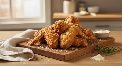Куриные крылышки  с пармезаном и чесноком