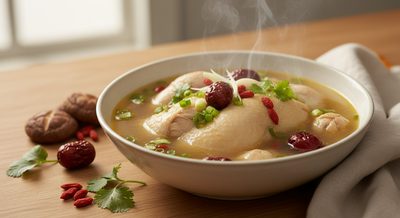 Азиатский куриный суп с травами