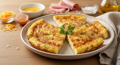 Фриттата с чеддером и ветчиной
