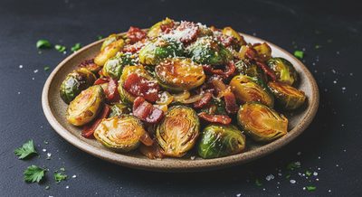 Засахаренная брюссельская капуста с беконом