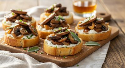 Кростини с шампиньонами и сыром