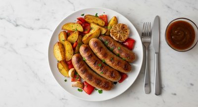 Колбаски братвурст с перцем и картофелем