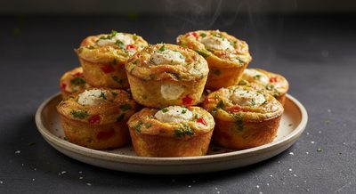 Яйца с козьим сыром и вялеными томатами