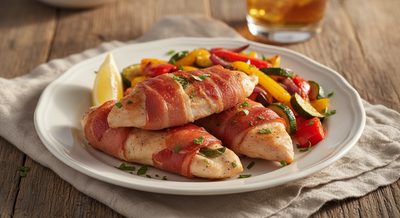 Курица Сальтимбокка с запечёнными овощами