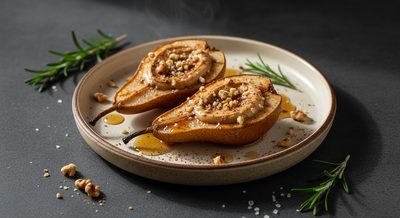 Запечённые груши с ореховым маслом и корицей