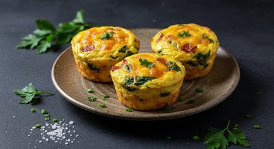 Яичный омлет с беконом и шпинатом